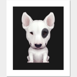 White English Bull Terrier with Black Eye Patch Posters and Art